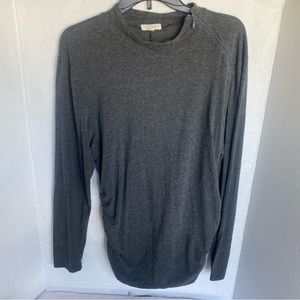 EcoSkin women L Long Sleeve Pullover shirt gray elastic side scrunch Made USA